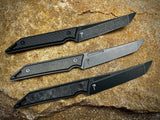 Goliath Pocket Fixed Blade, CPM-20CV Steel, DLC Black Stonewash Blade, Carbon Fiber Twill Handle