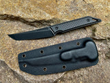 Goliath Pocket Fixed Blade, CPM-20CV Steel, DLC Black Stonewash Blade, Carbon Fiber Twill Handle