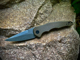 OneSam, Titanium with Bronze Anodized Stonewash Finish, CPM-20CV, Stonewash Finish Blade