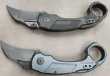 The "Tactical Toucan" Folding Karambit, Titanium, Stonewash Finish, CPM-20CV Blade Steel, Stonewash Finish