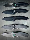 Sumo, Titanium with DLC Black Stonewash Finish, CPM-20CV Blade Steel, Satin Finish, Green Anodized Accents