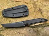 Black/Black Goliath Pocket Fixed Blade, CPM-20CV Steel, Black Micarta Handle w/ DLC Black Stonewash Finish