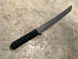 Kwaichete, 154CM Steel, DLC Black Stonewash Finish, Black Cord-Wrap over Polished Black Stingray, Kydex Sheath