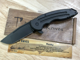Black/CF/Black Husky, Titanium w/ DLC Black Stonewash Finish, Carbon Fiber Twill, Nitro-V Blade Steel, DLC Black Stonewash Finish