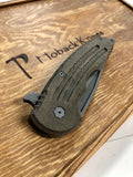 Husky, Titanium and OD Green Micarta, Nitro-V Blade Steel, Grey Stonewash Finish