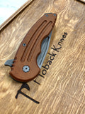 Husky, Titanium and Natural/Brown Micarta, Nitro-V Blade Steel, Grey Stonewash Finish