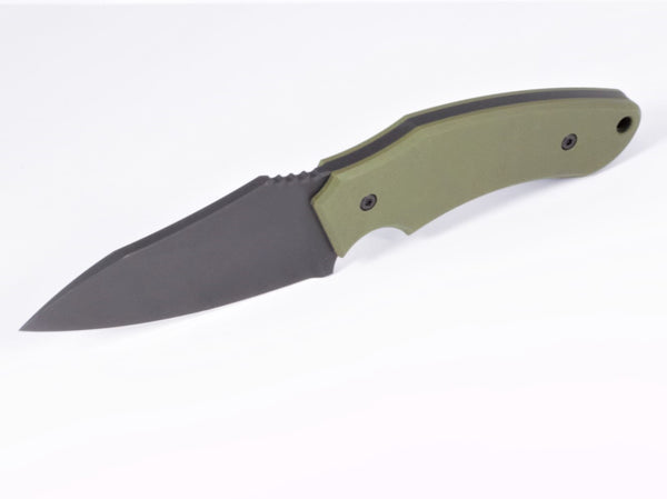 Shepherd Fixed Blade, OD Green G10 Handle, CPM-20CV Blade Steel, DLC Black Stonewash Finish