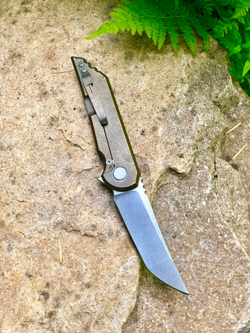 Kwaiback MK5 Folder, Titanium with Smooth Sides, Nitro-V Blade Steel, Bronze Anodized/Stonewash Finish