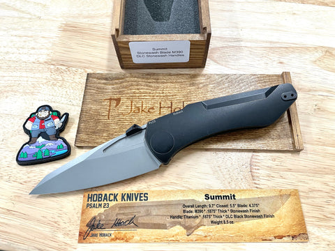 Black/Stonewash Summit, Titanium w/ DLC Black Stonewash Finish, M390 Blade Steel, Stonewash Finish