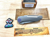 Stonewash/Purple Summit, Titanium w/ Stonewash Finish, M390 Blade Steel, Stonewash Finish, Purple Anodized Accents